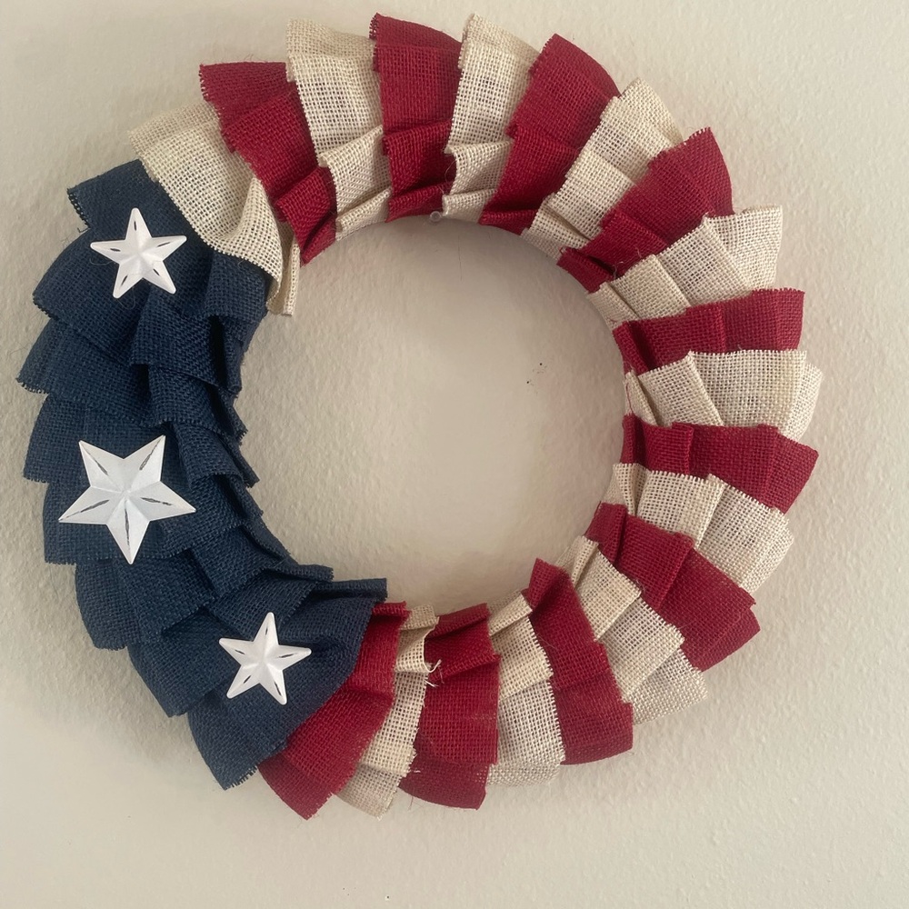 ❤️SOLD❤️Pottery Barn Red, White, and Blue Star Wreath